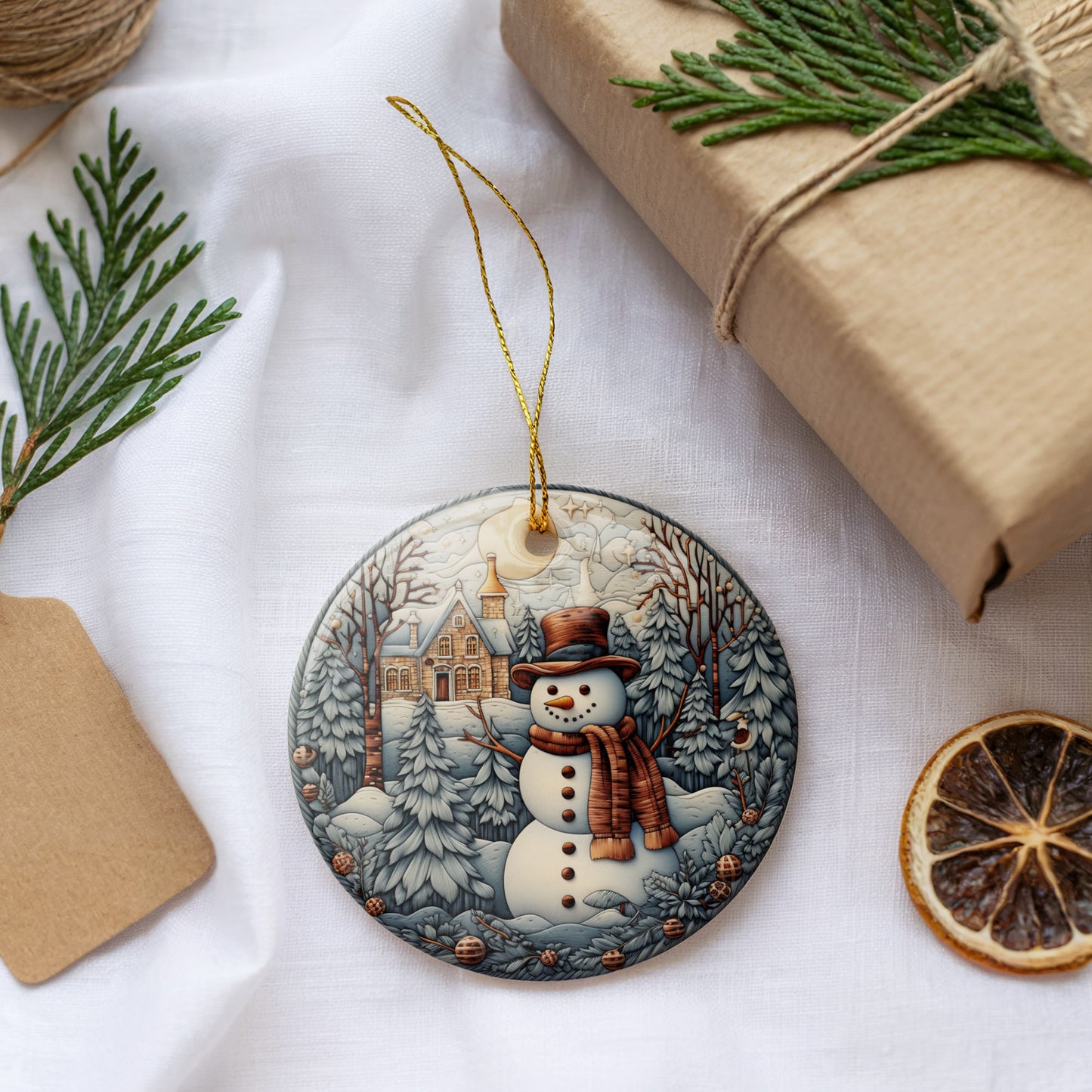 Charming Snowman Ornament: Winter Celebration Keepsake, Cute Xmas Decor