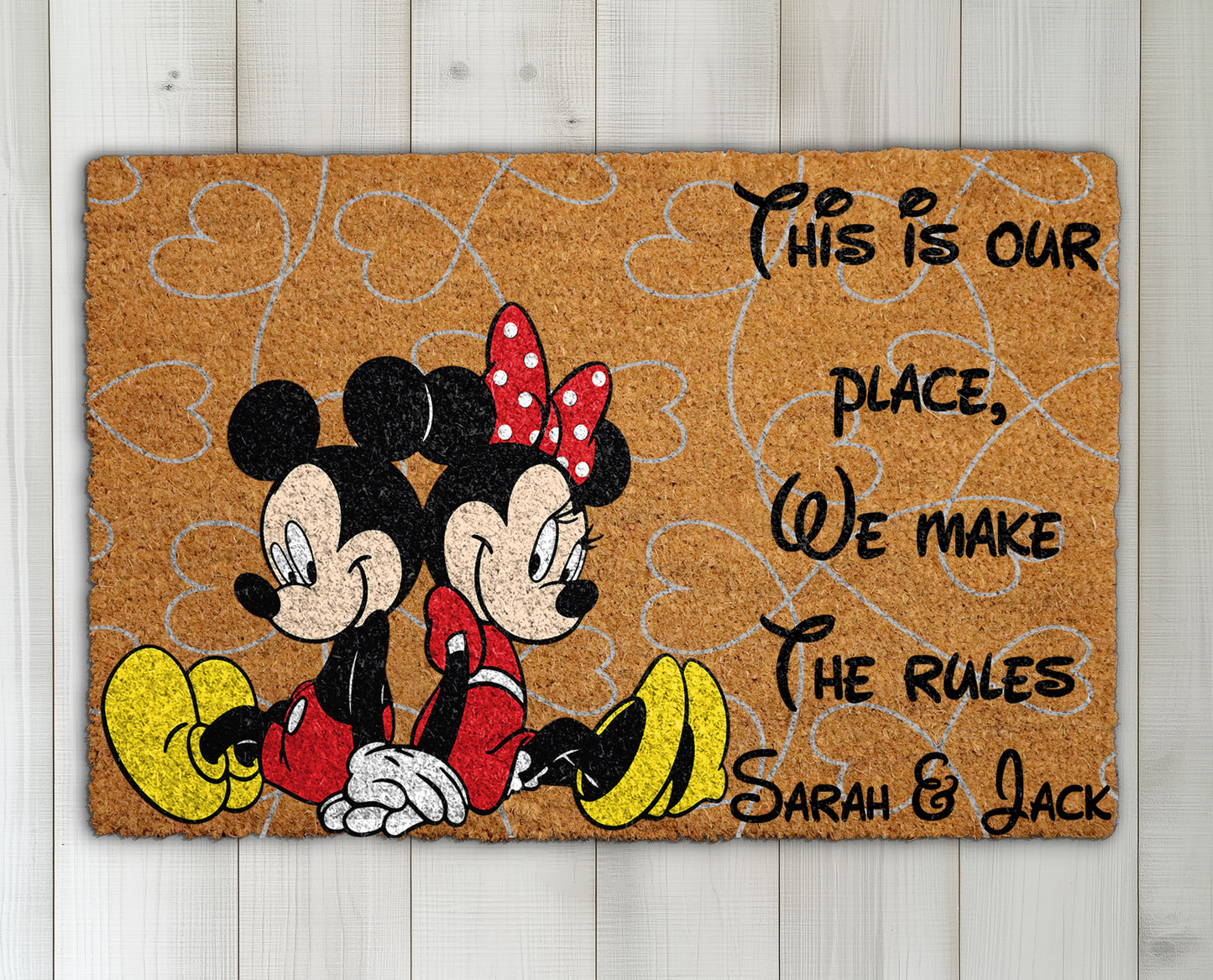 Personalized Disney Doormat, Custom Names, Cute Housewarming Entryway Decor