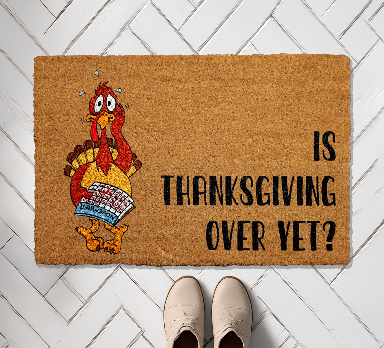 Thanksgiving Over Yet Doormat, Funny Turkey Fall Welcome Mat