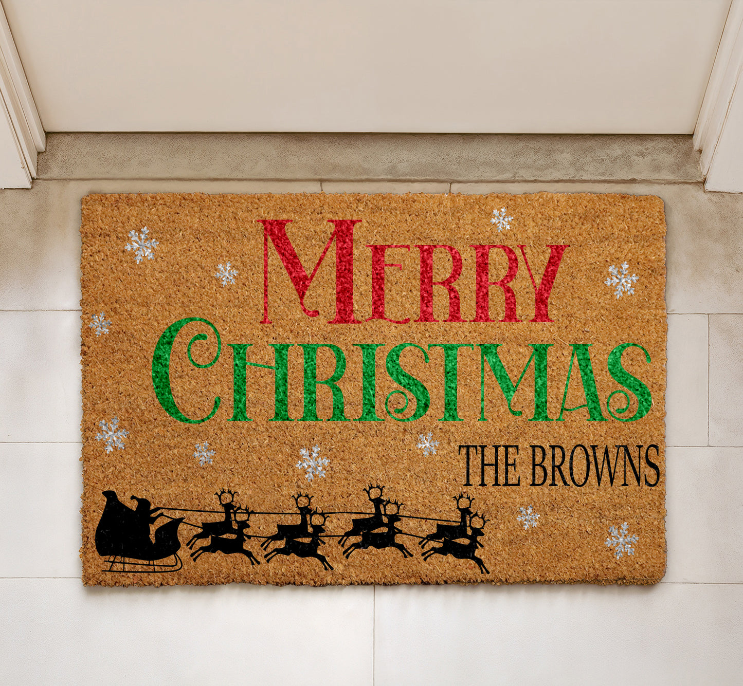 Spread Holiday Cheer with Custom Christmas Doormat, Personalized Santa Welcome Mat