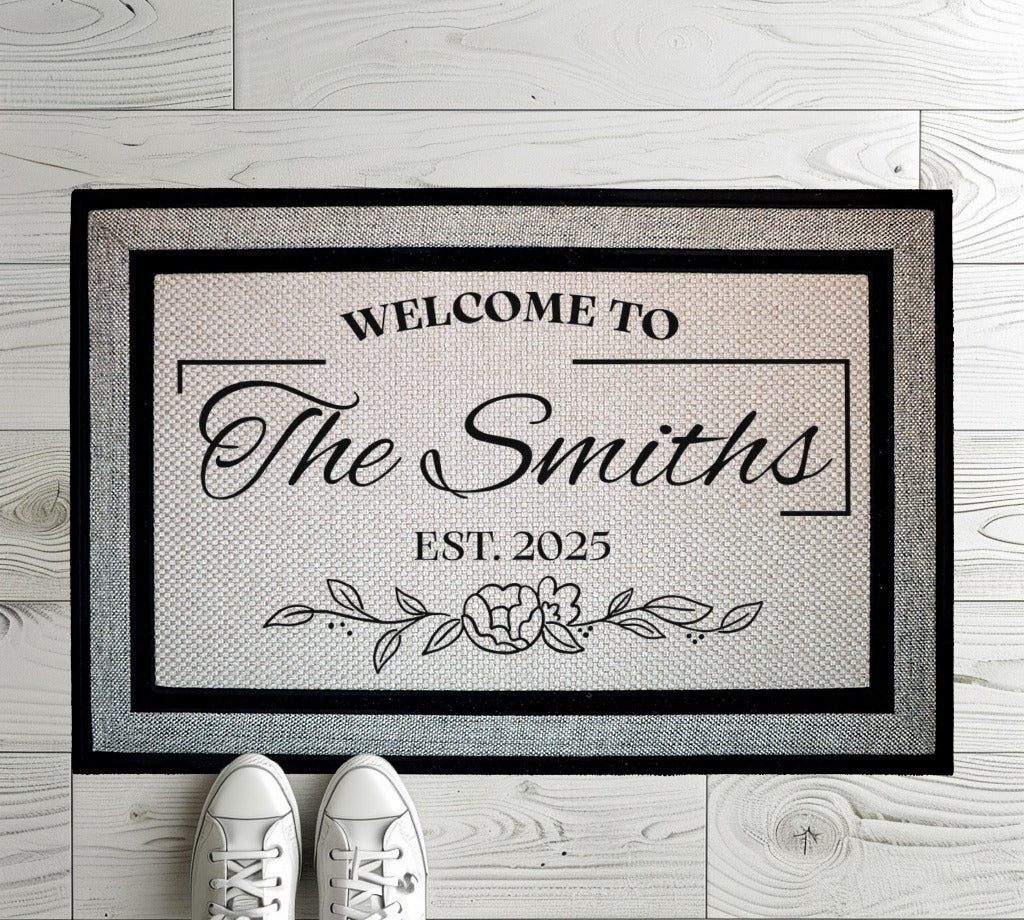 Personalized Family Door Mat, Custom Last Name & Est. Date