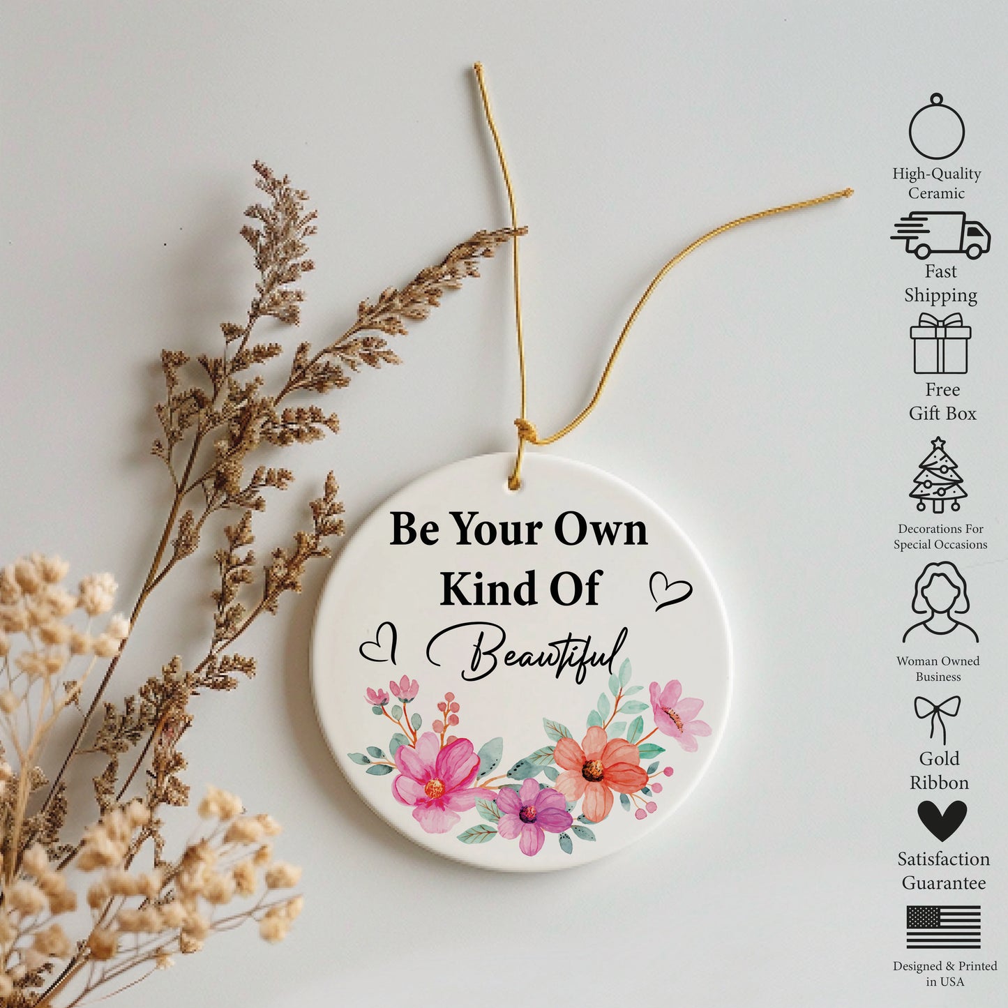 Radiate Positivity Ornament: Inspirational Keepsake for Motivation