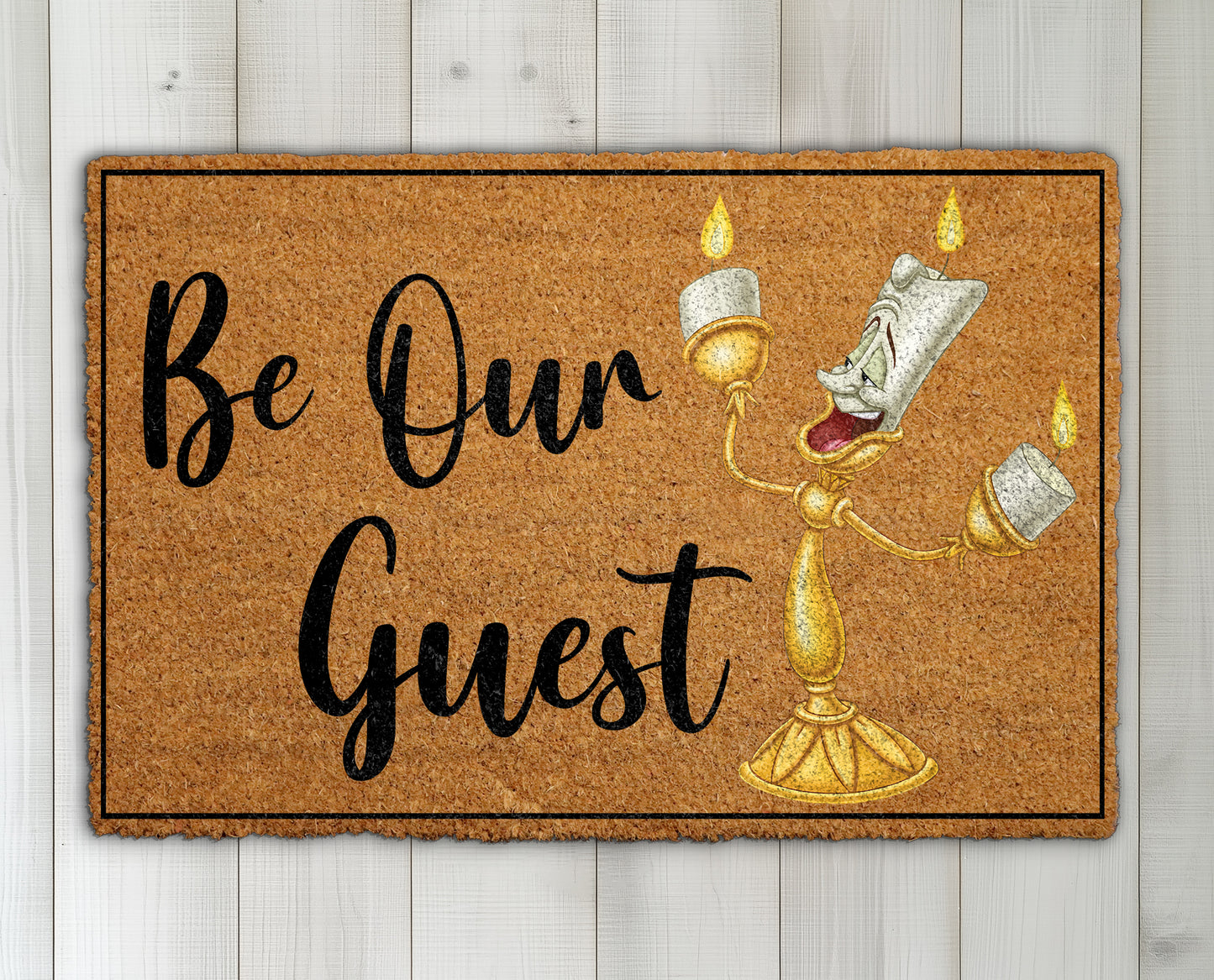 Disney Beauty And The Beast Welcome Mat, Lumiere Front Porch Decor