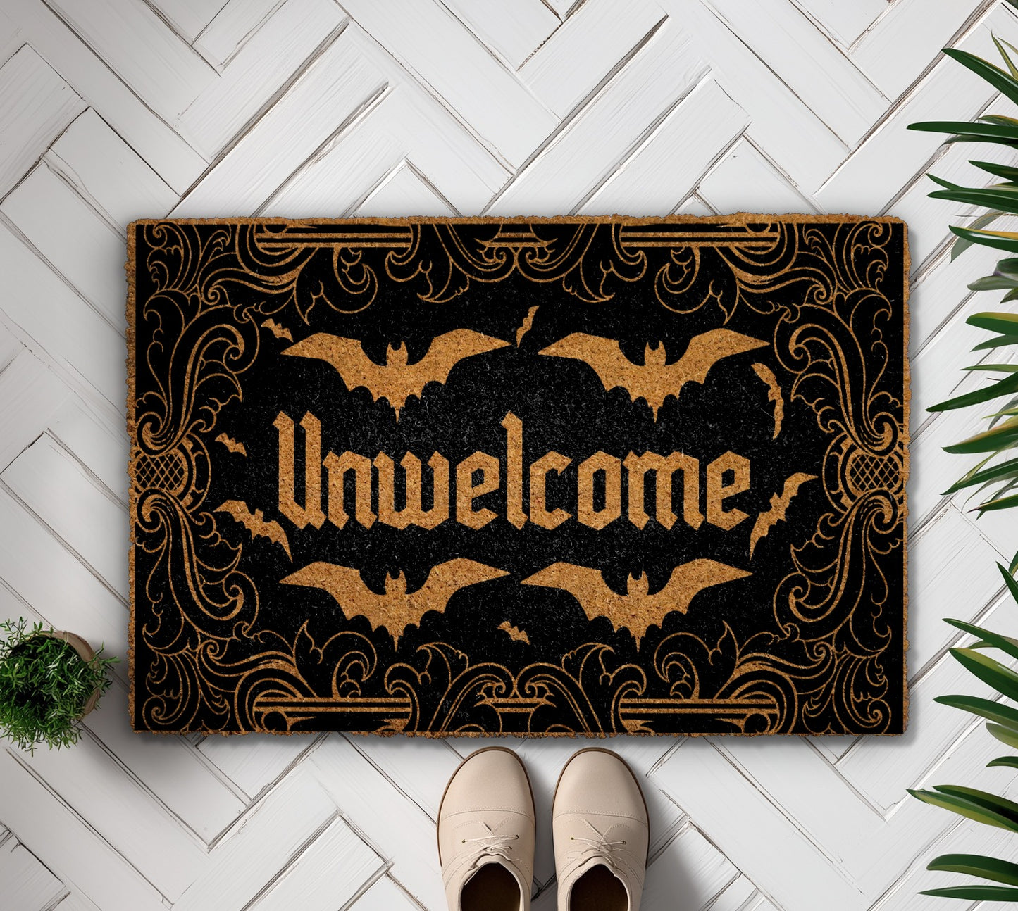 Spooky Season Welcome: Unwelcome Bat Doormat for Fall Front Porch