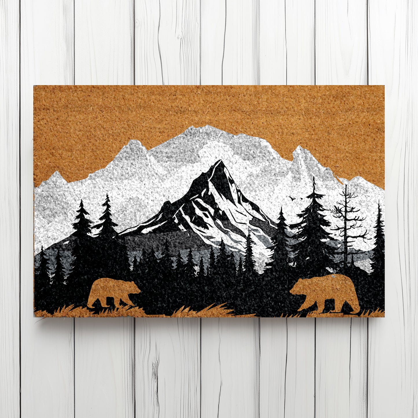 Wilderness Welcome: Mountain & Bear Doormat for Nature Lovers