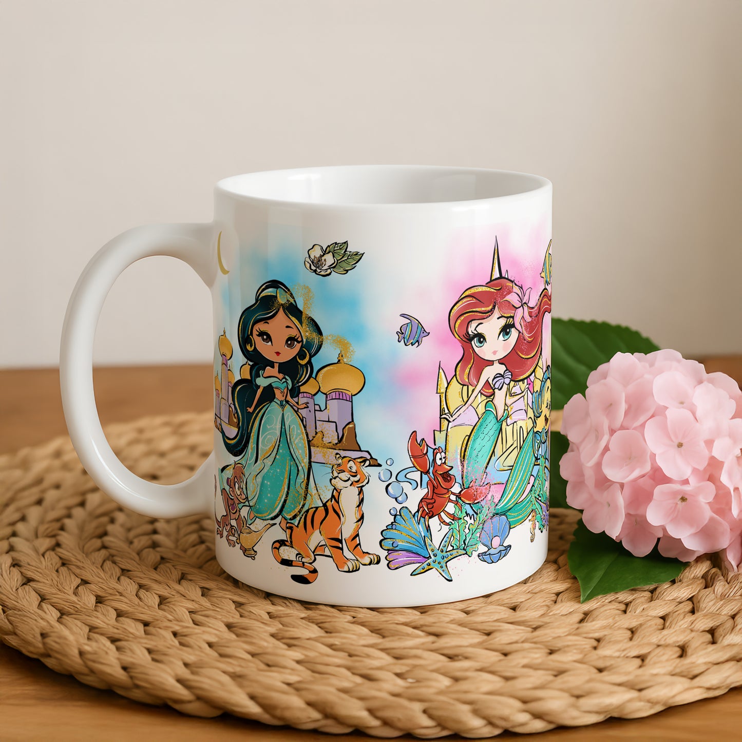 Princess & Sidekicks Coffee Cup, Fairy Tales Ceramic Mug for Girls