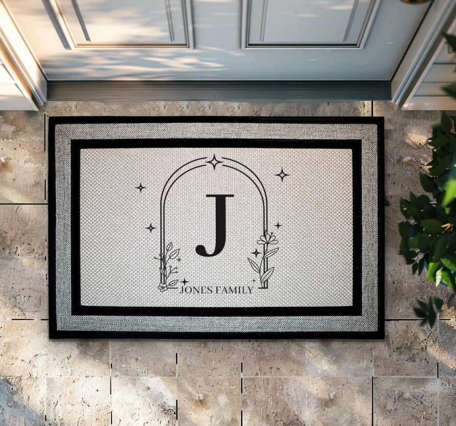 Personalized Family Name Mat, Custom Monogram Doormat for New Home