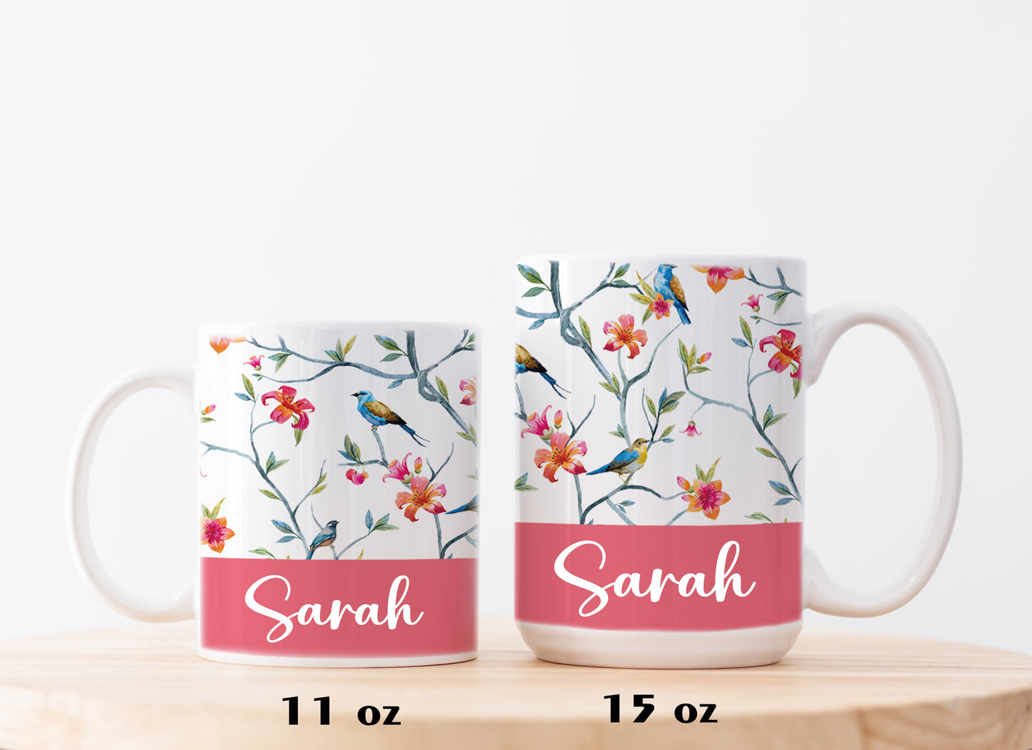 Botanical Ceramic Mug, Nature Inspired Tea Cup, Garden Bird Lover Gift