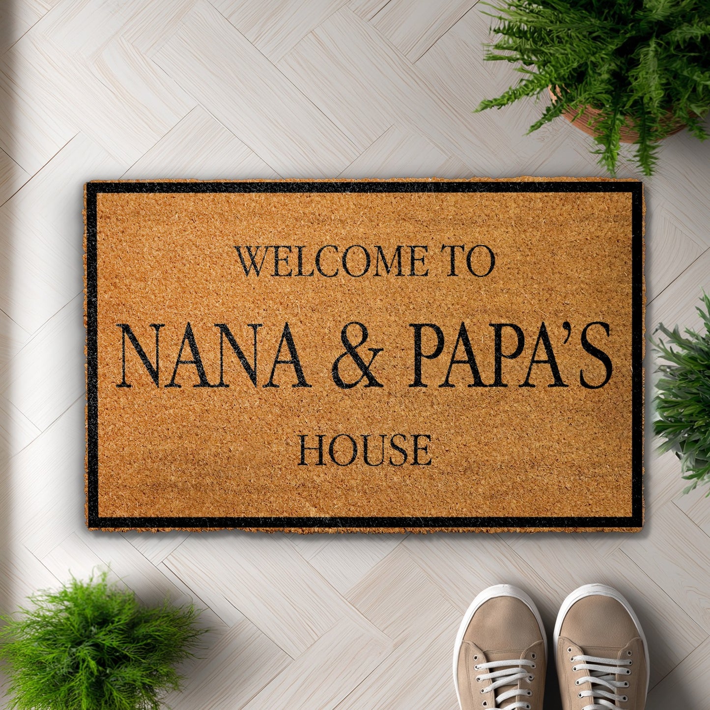 Personalized Welcome Mat for Nana & Papa's House, Grandparents Gift