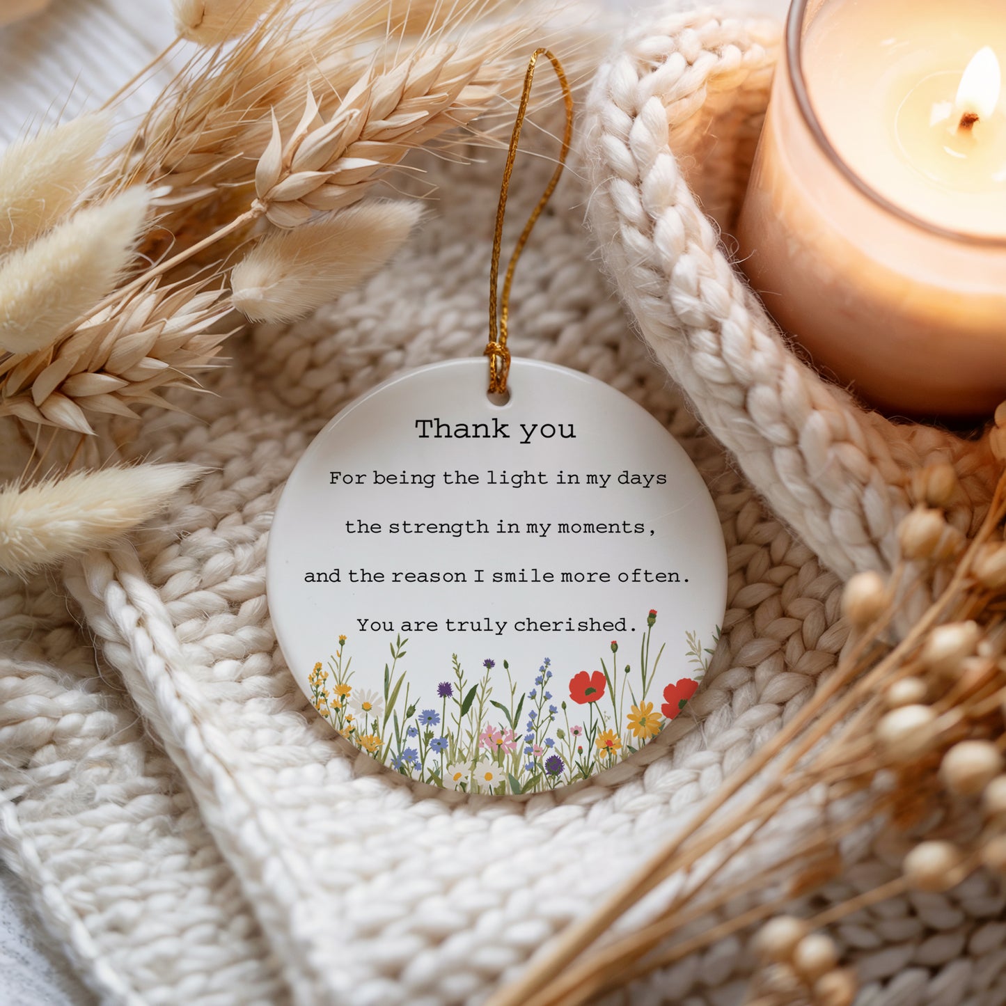 Cherished Appreciation Gift, Floral Thank You Keepsake, Sentimental Valentine