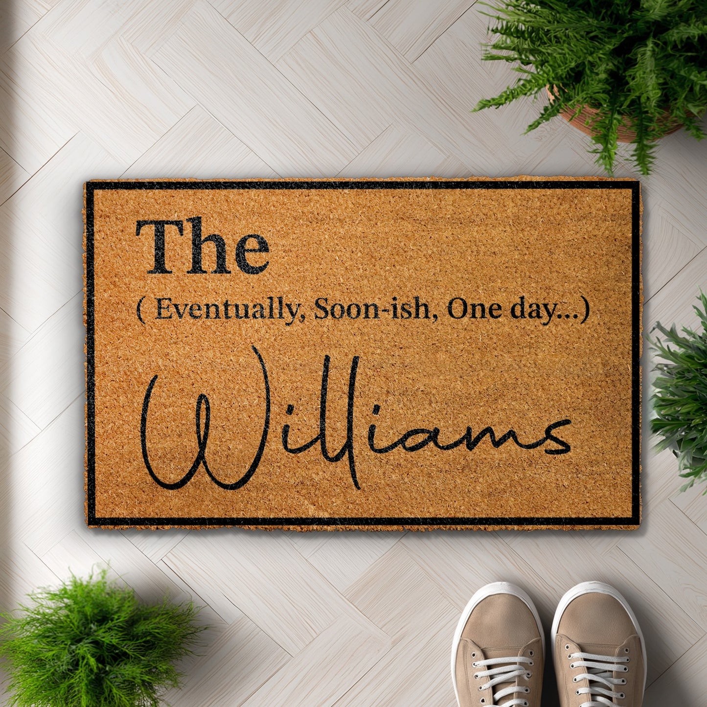 Custom Funny Welcome Mat, Personalized Family Coco Rug, Cute Decor