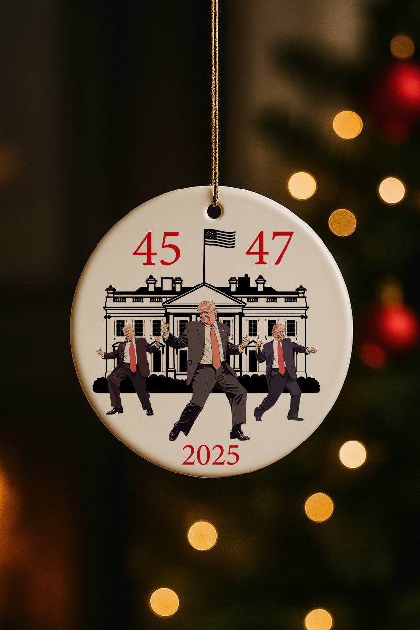 45 - 47 Trump Christmas Ornament, Republicans 2025 Ceramic Ornament, Trump Supporters Xmas Tree Gift Ornament, Funny Political Keepsake
