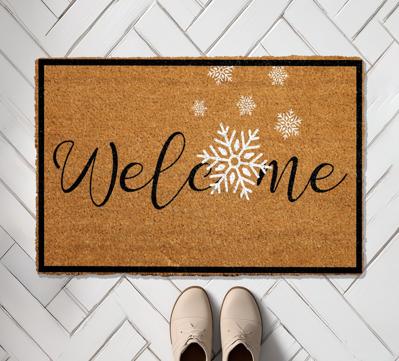 Winter Welcome: Snowflake Doormat, Festive Front Porch Rug, Housewarming Gift