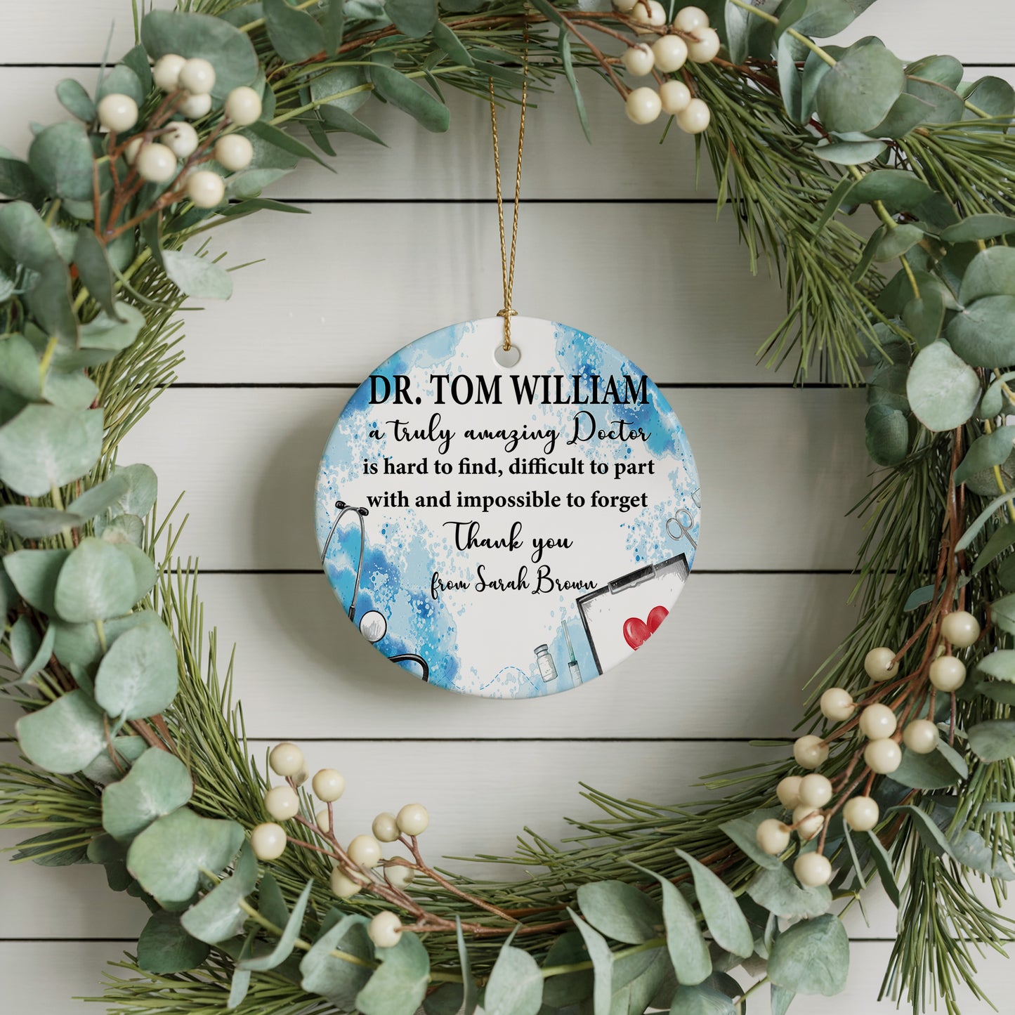 Custom Doctor Appreciation Ceramic Ornament, Unique Surgeon Keepsake Gift