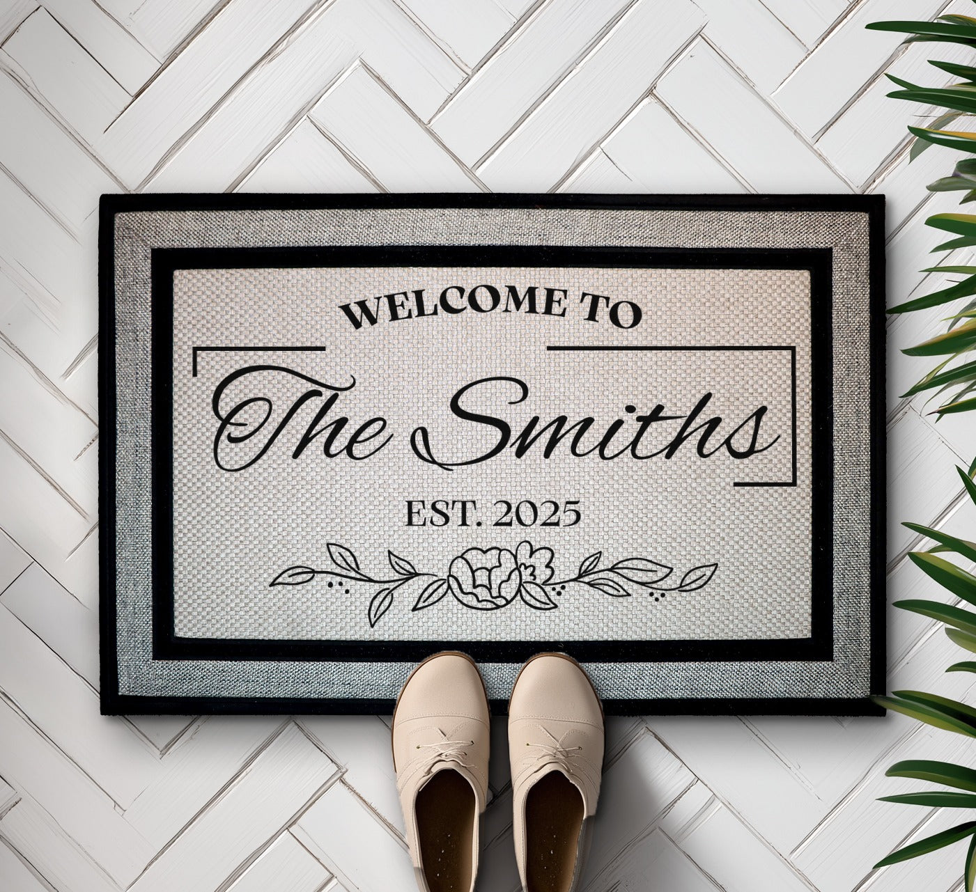 Personalized Family Door Mat, Custom Last Name & Est. Date