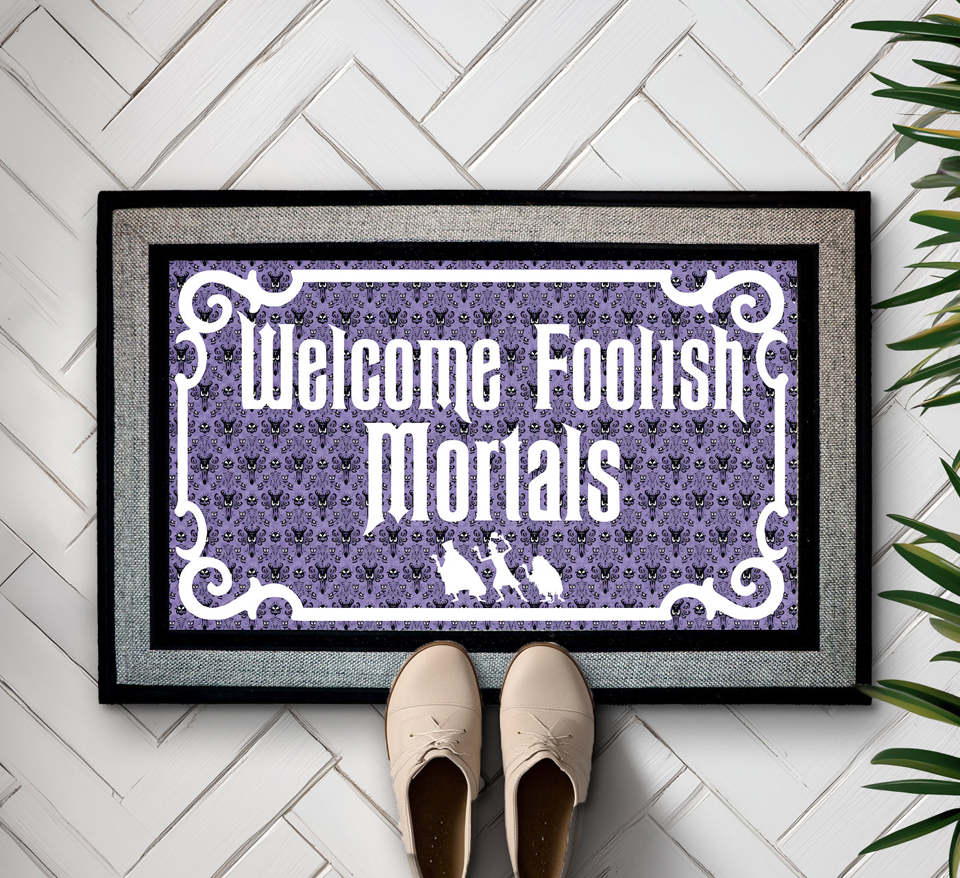 Spooky Disney Doormat, Creepy Halloween Decor for Horror Movie Fans