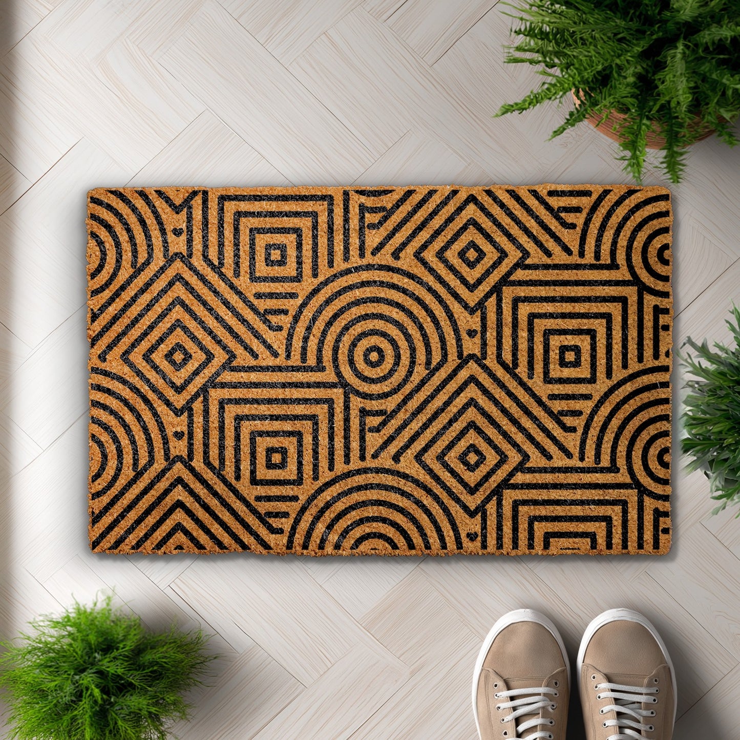 Contemporary Geometric Doormat, Stylish Housewarming Gift – Elevate Your Entryway!