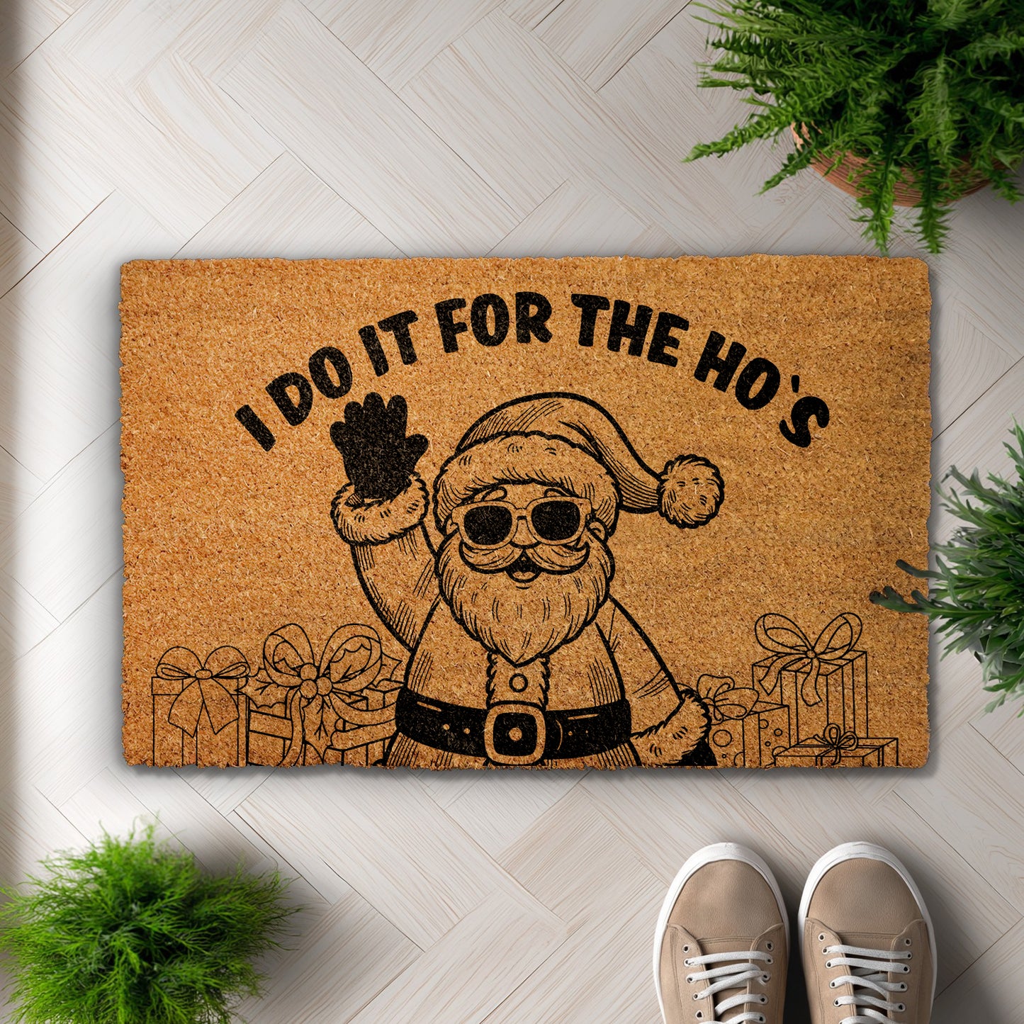 Santa's Ho Ho Hilarious Holiday Doormat, Xmas Cheerful Gifting Rug