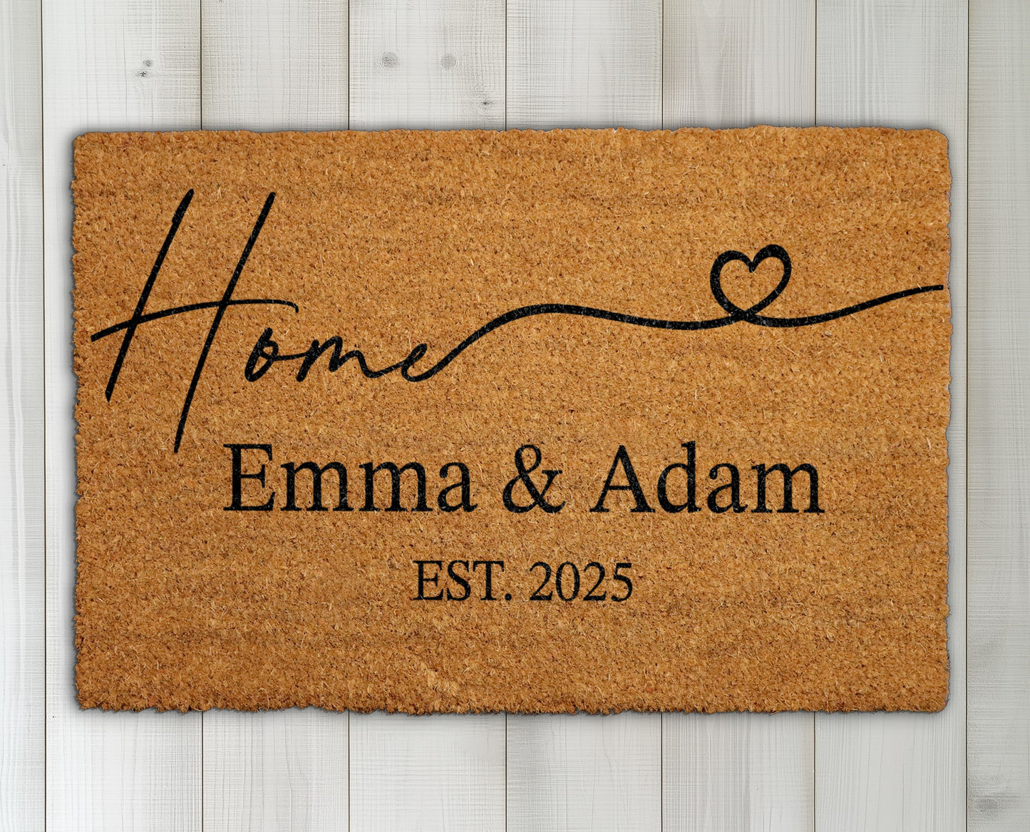 Customized Heart Design Doormat, Personalized Couple Names & Est. Date
