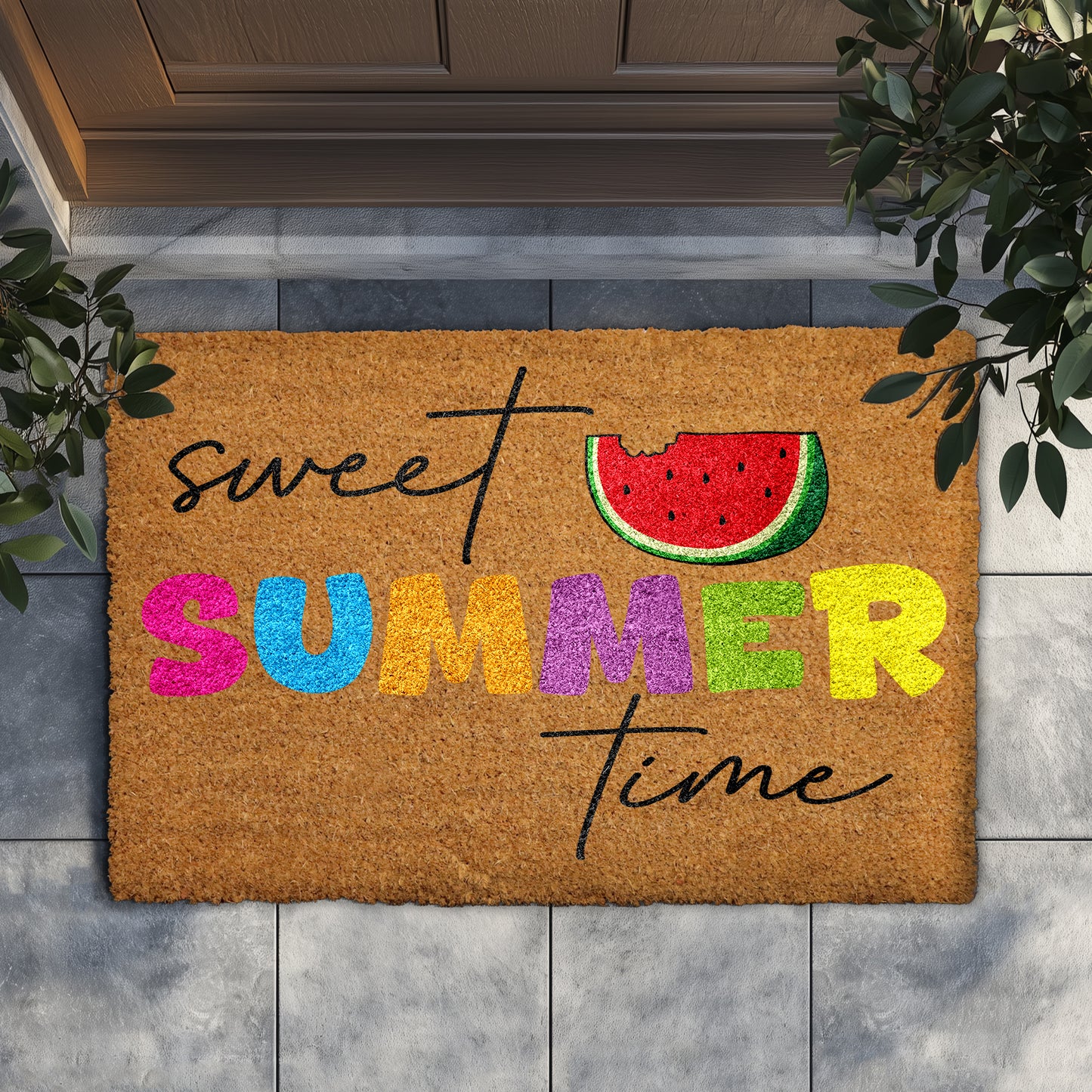 Cheerful Summer Vibes: Colorful, Funny Watermelon Doormat, Sweet Welcome!