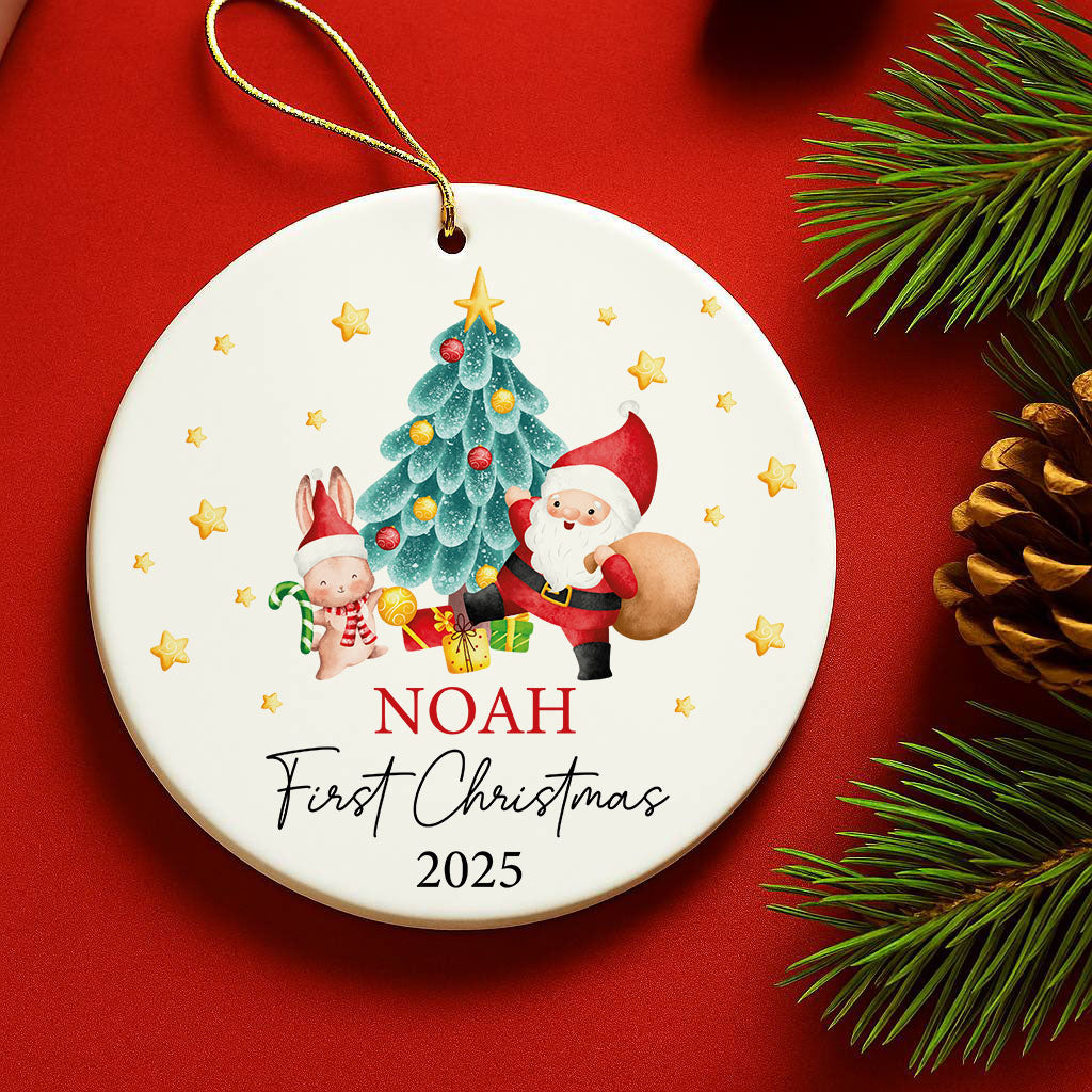 Custom Baby's First Christmas Ornament, Festive Xmas Tree Keepsake