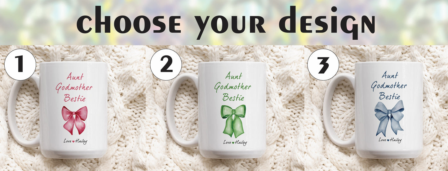 Personalized Godmother Proposal Ceramic Mug, Coquette Auntie Gift Drinkware