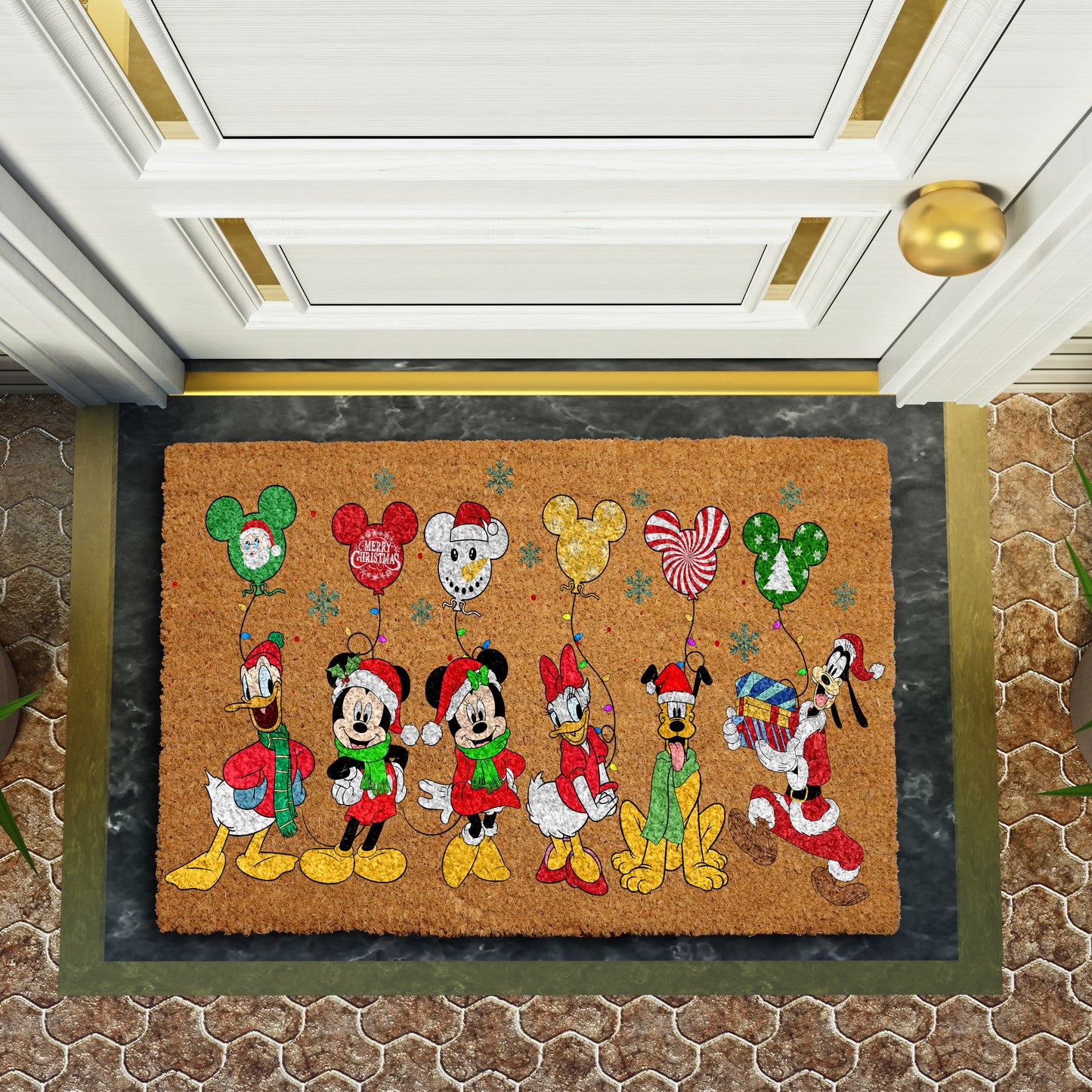 Festive Disney Mickey Christmas Doormat, Perfect Winter Front Porch Decor
