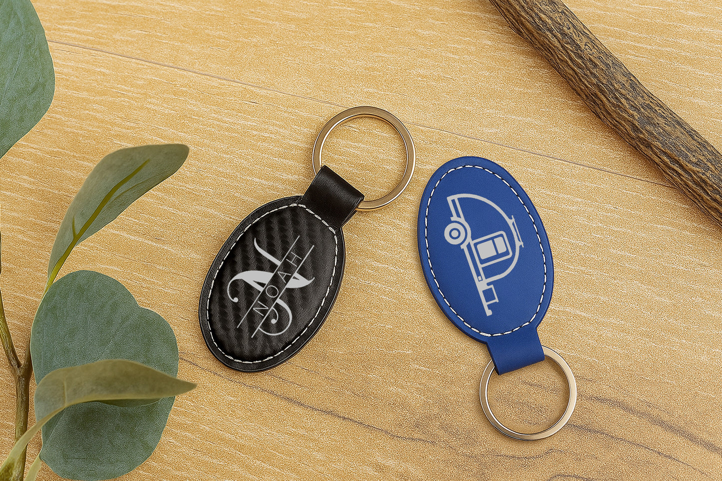 Rustic Dad Key Chain, Personalized Wild Animal Leather Keychain