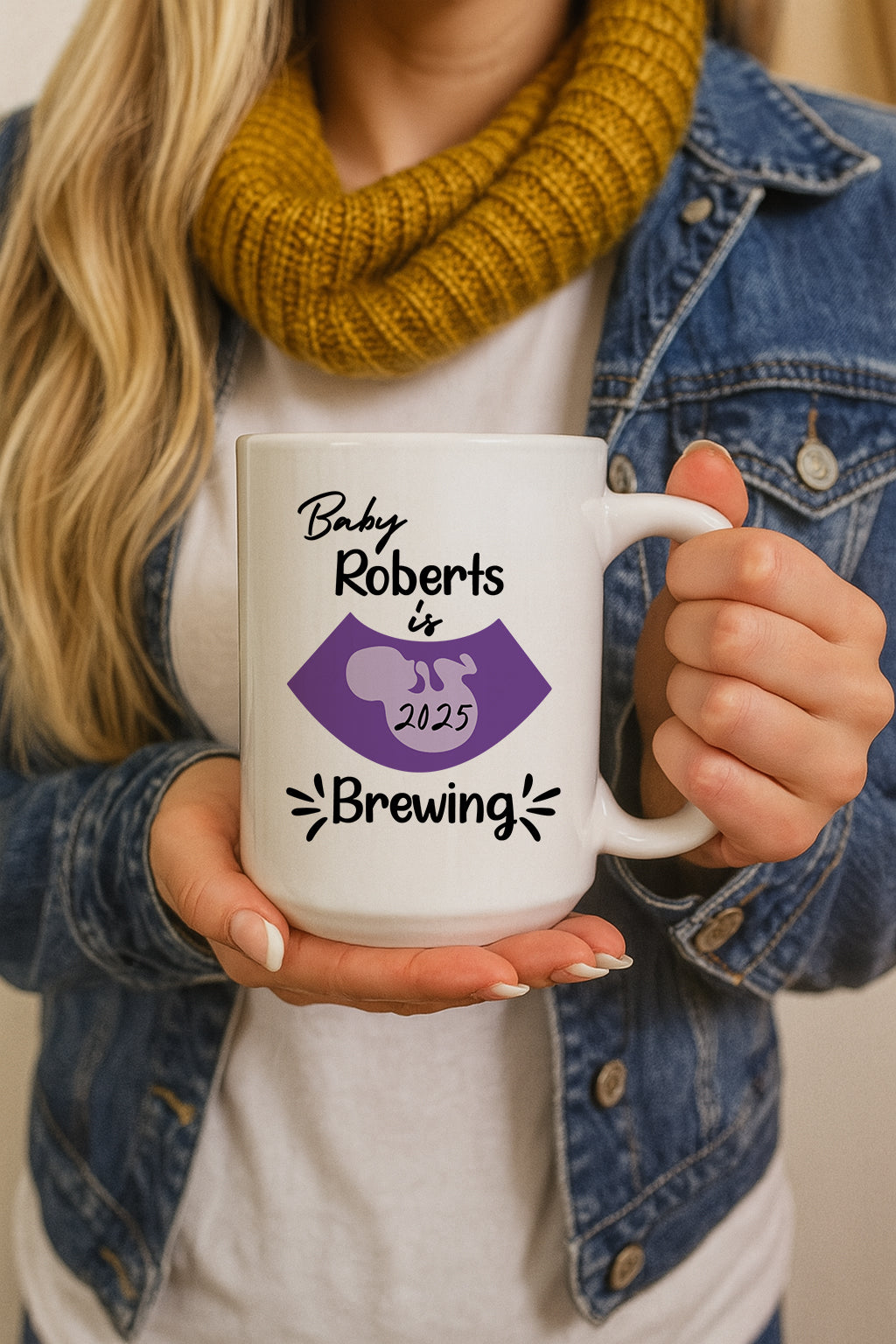 Expecting Mom Gift: Personalized Baby Brewing Coffee Mug, Pregnancy Announcement