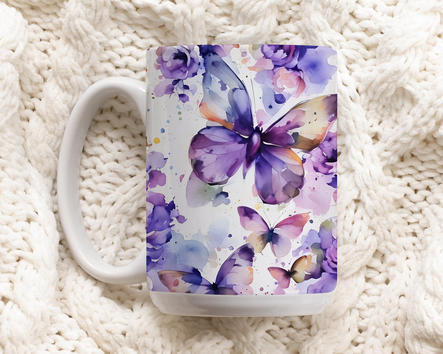 Nature-Inspired Butterfly and Flower Mug, Perfect Gift for Her
