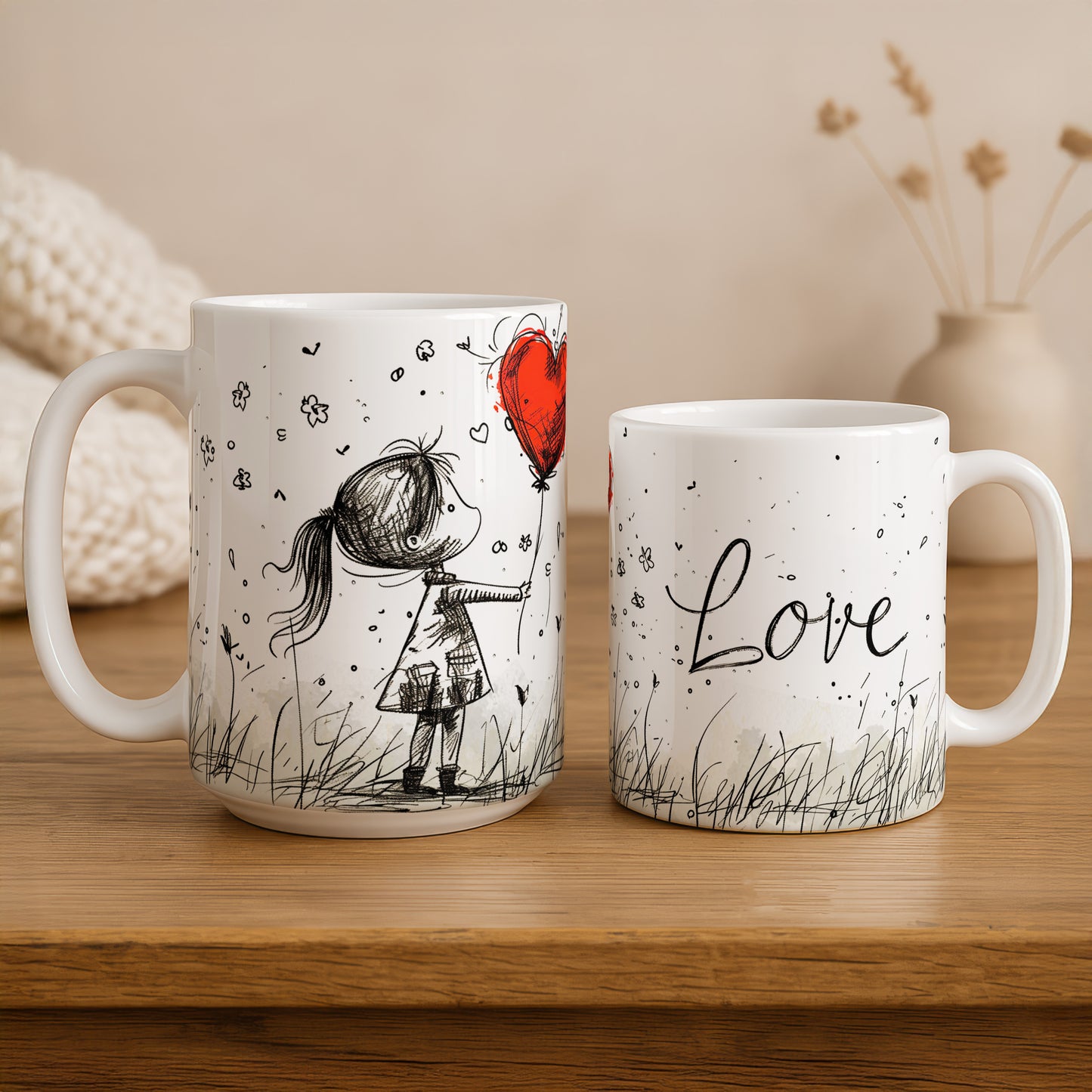 Cherished Mother-Daughter Bond: Heart Balloon Ceramic Tea Cup, Sentimental Gift