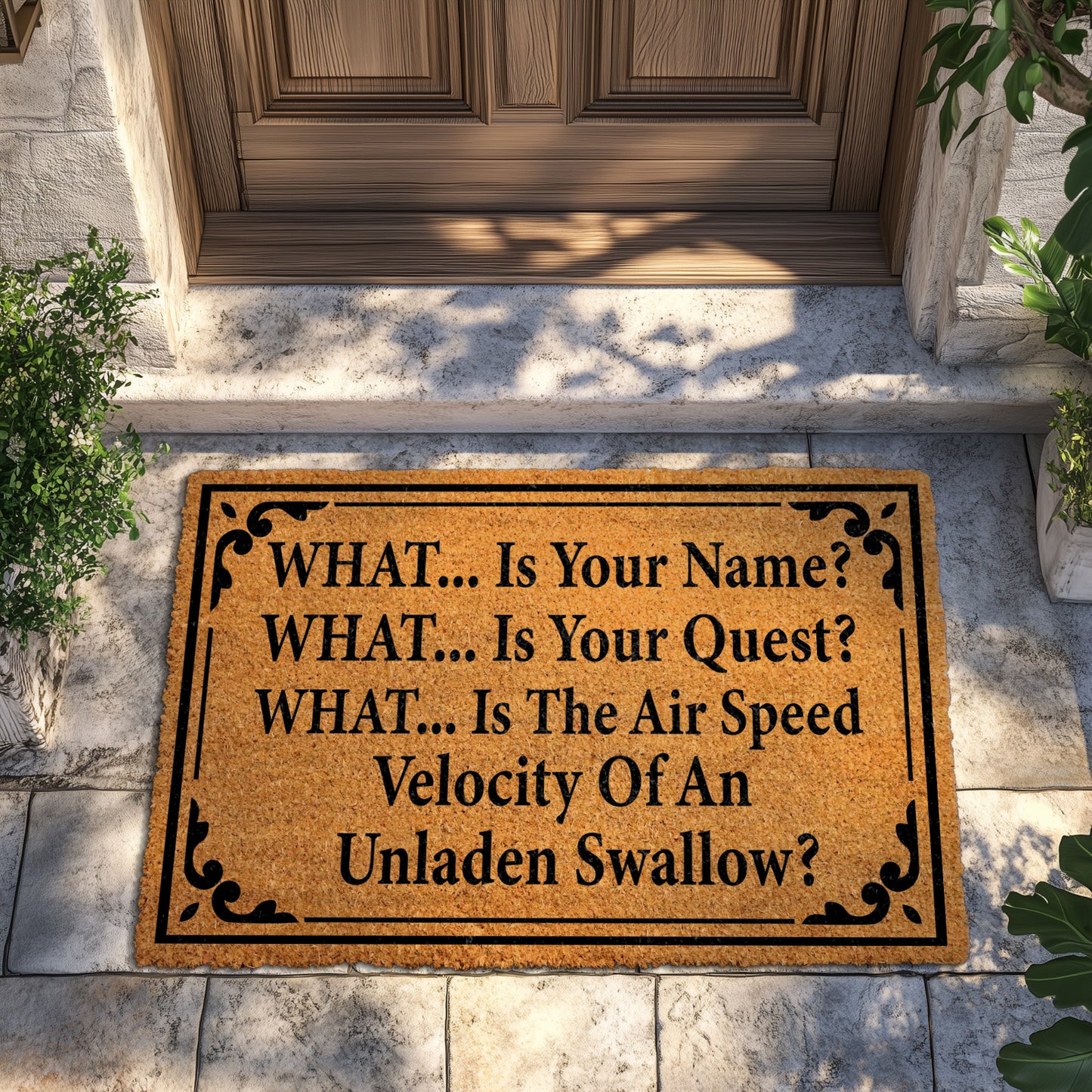 Unique Doormats: Holy Grail, Movie Quote, Swallow Welcome Mat