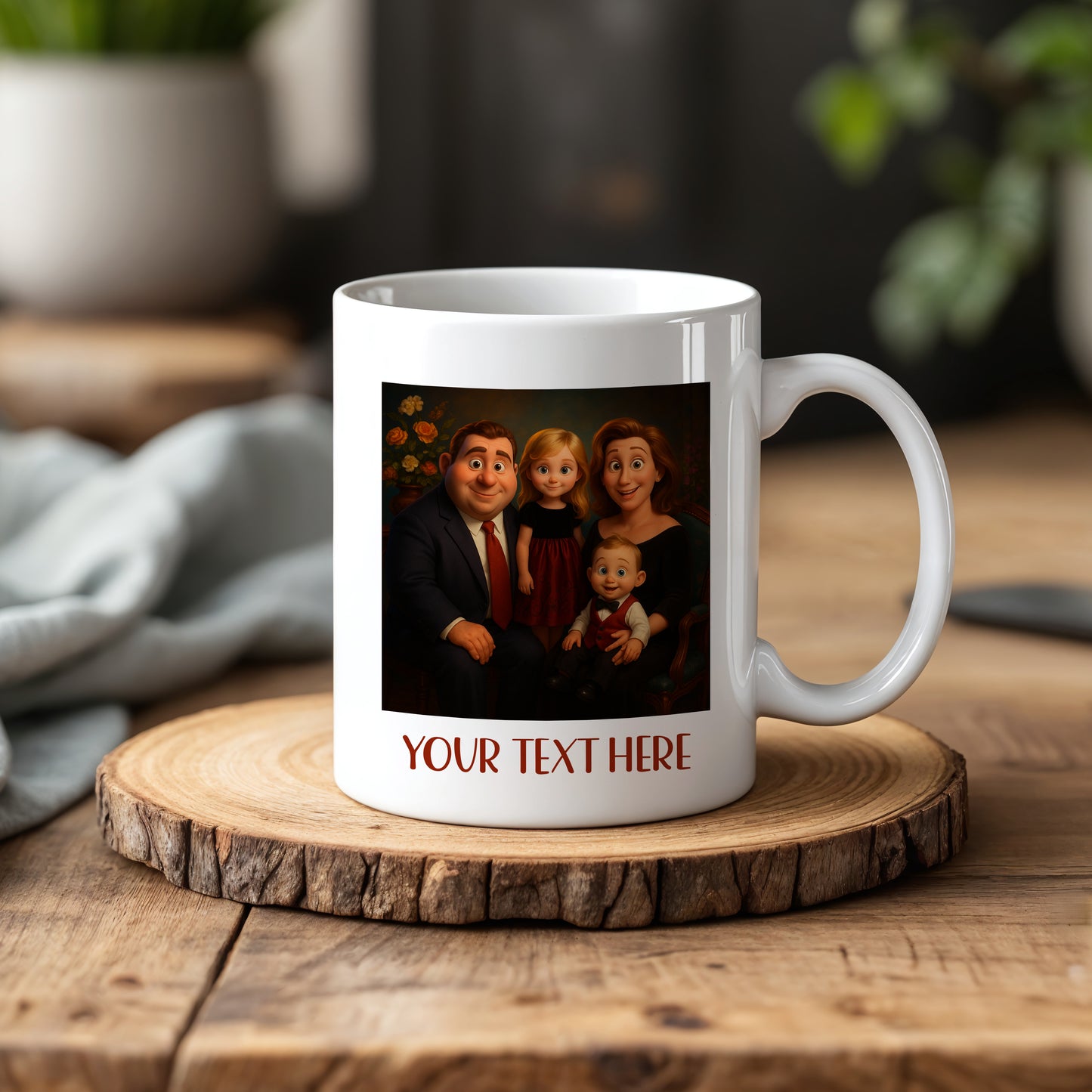 Personalized Cartoon Family Mug - Unique Gift for Mom, Dad