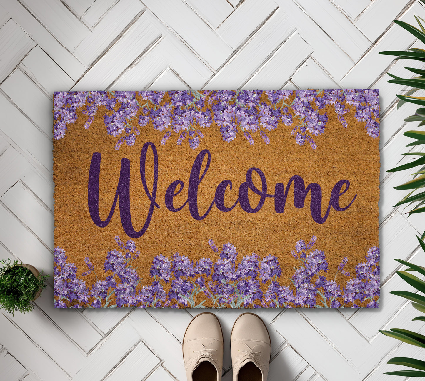 Inviting Floral Welcome Mat, Perfect for Spring Porch Decor