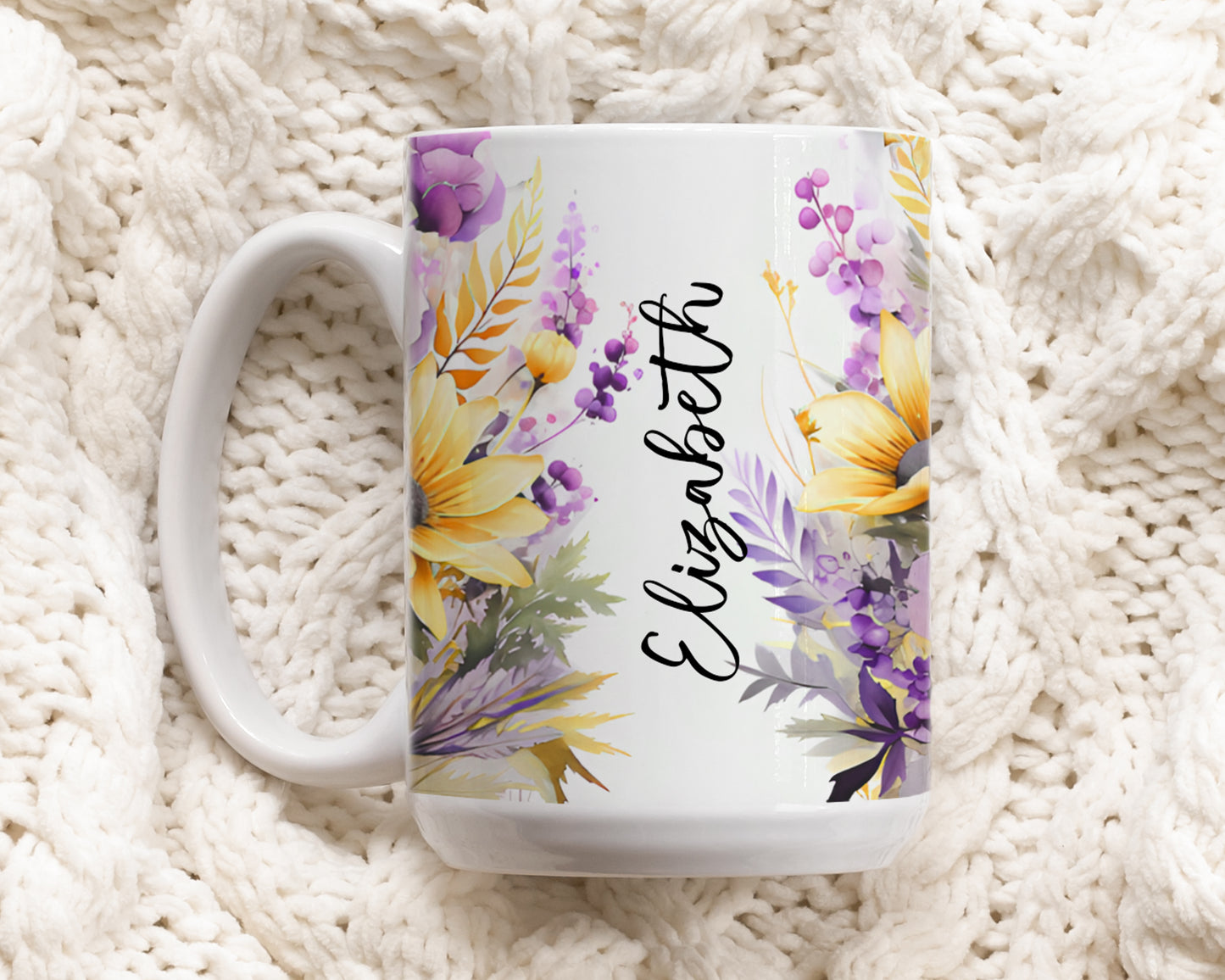 Custom Wildflower Mug, Personalized Botanical Cup for Nature and Garden