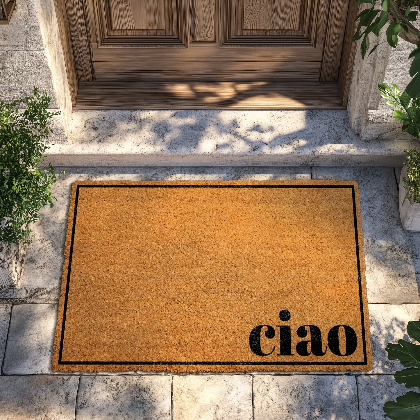 Stylish Greetings: Modern Italian Welcome Mat for Your Front Porch