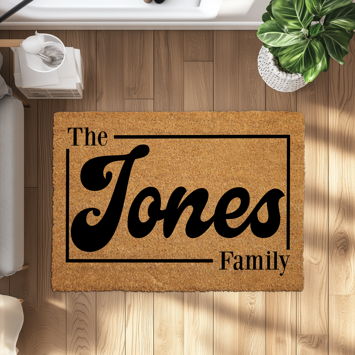 Custom Family Name Coir Doormat, Personalized Entryway Rug, Unique Housewarming