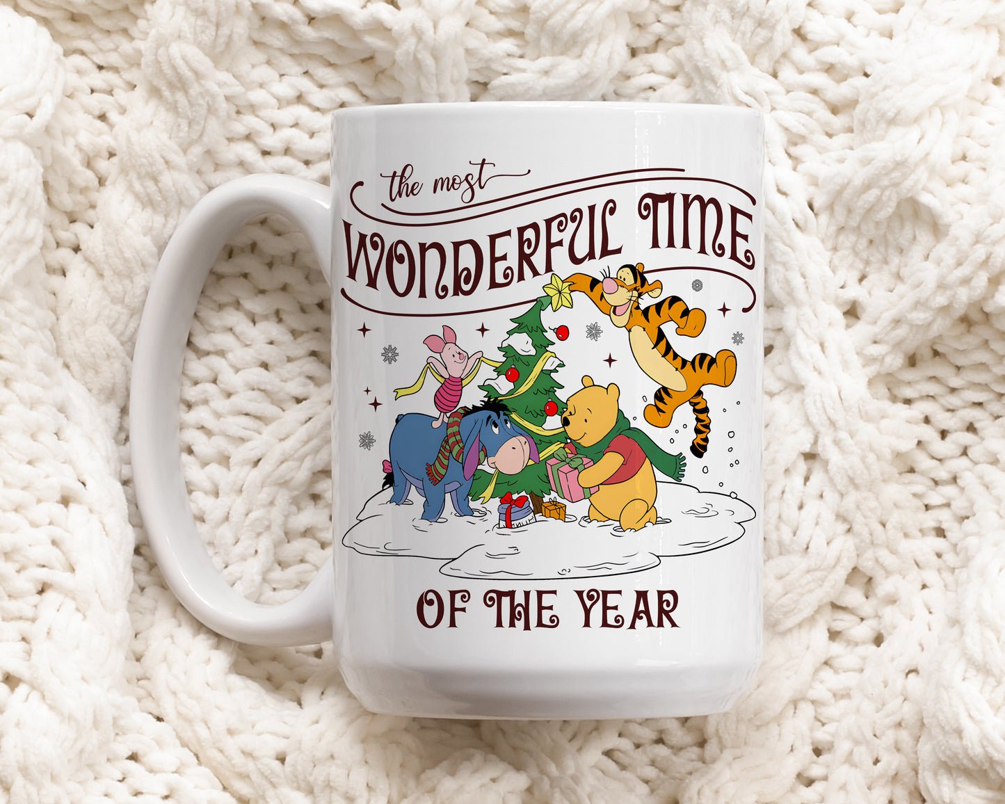 Personalizable Pooh & Friends Xmas Mug, The Most Wonderful Coffee