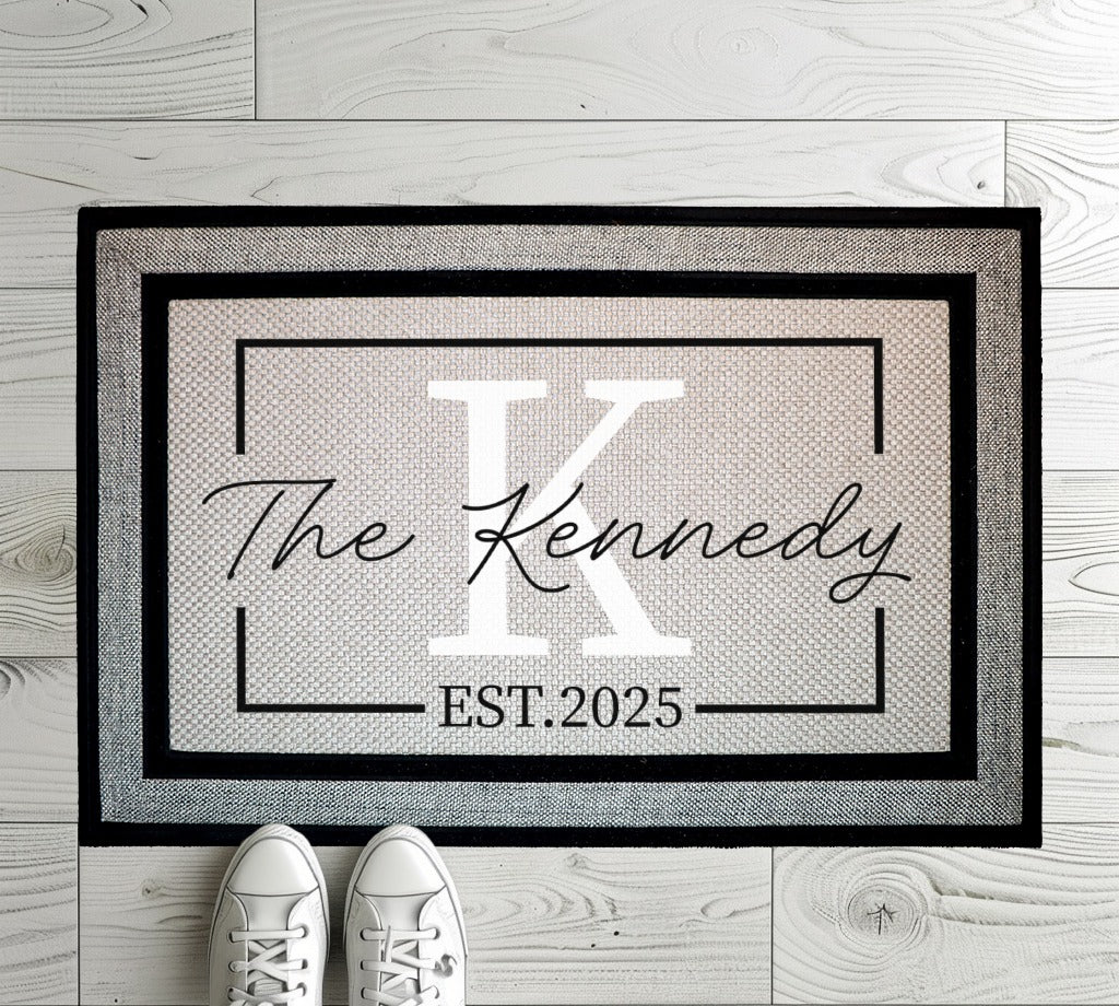 Personalized Last Name Doormat, Initial Welcome Mat, Anniversary Couple Gift