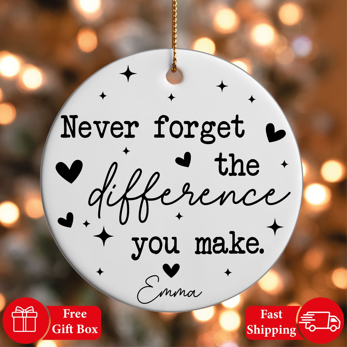 Motivational Ceramic Ornament, Personalized Appreciation Keepsake for Positive Affirmations.