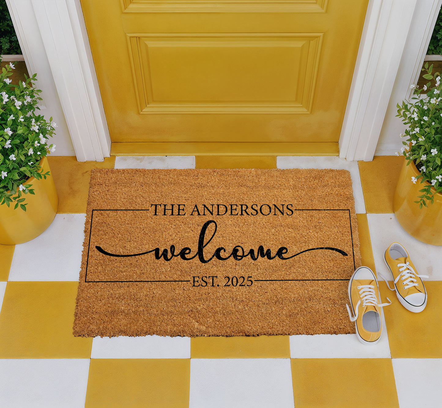 Custom Personalized Family Name Welcome Doormat, Wedding & Housewarming Gift