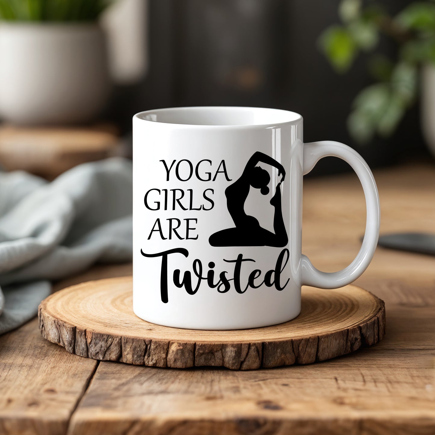 Sassy Yoga Girls Twisted Mug, Funny Gift for Instructors, Ceramic Cup