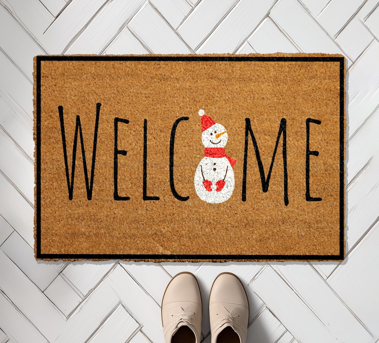 Winter Welcome with Snowman Doormat: Festive Holiday Front Porch Decor