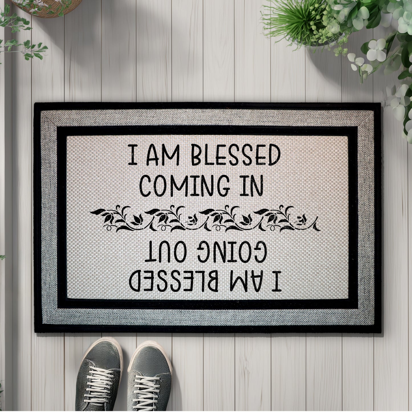Blessed In & Out: Christian Welcome Mat for Faithful Homes