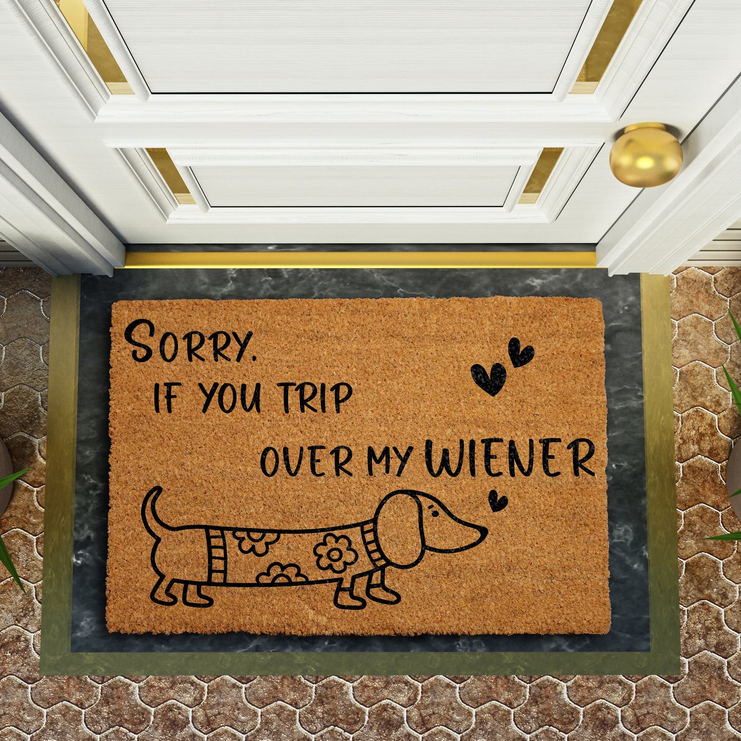Dachshund Welcome Mat: Funny Housewarming Gift with Wiener Doormat