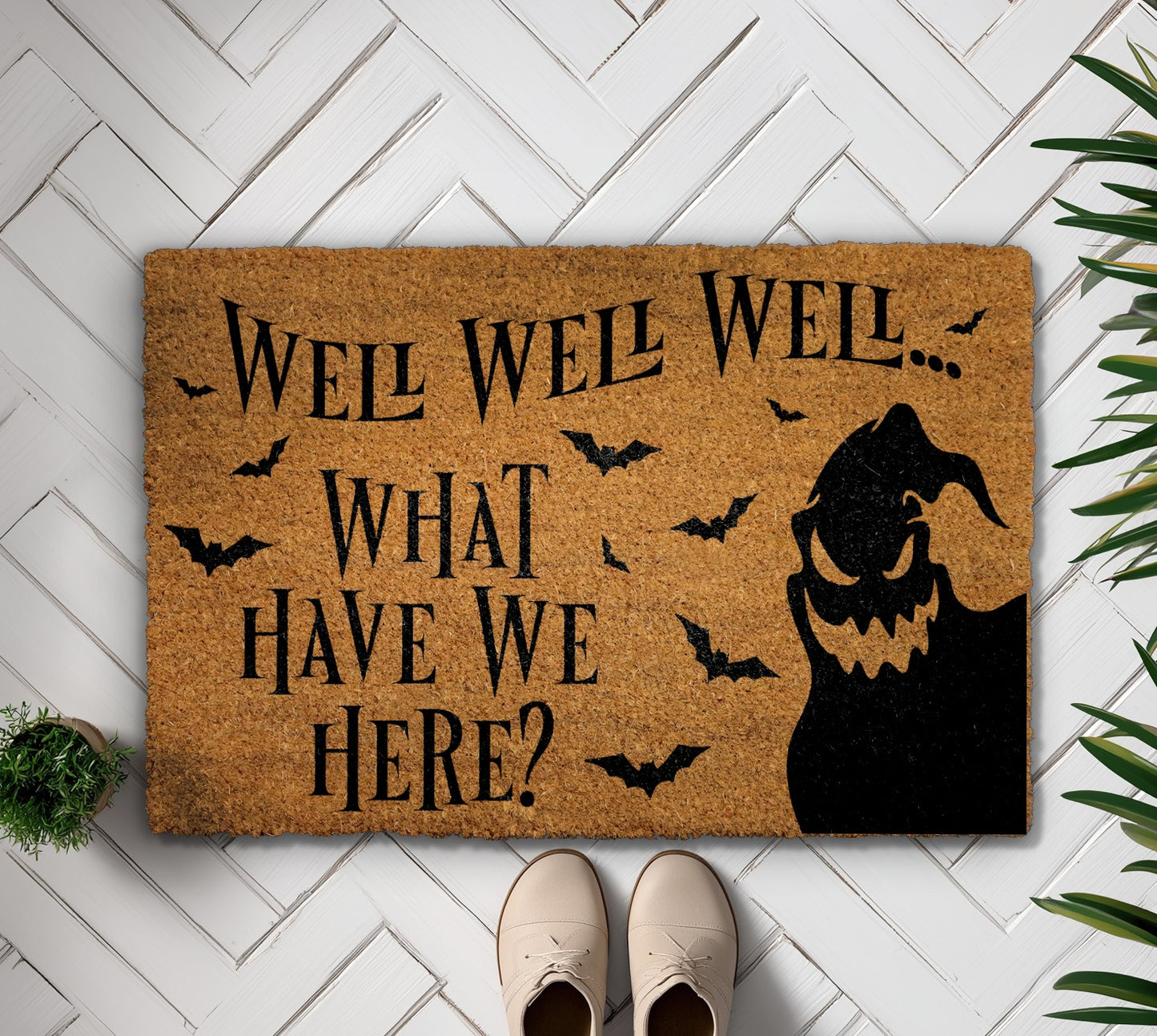Spooky Bat Porch Rug, Nightmare Inspired Coir Mat for Halloween
