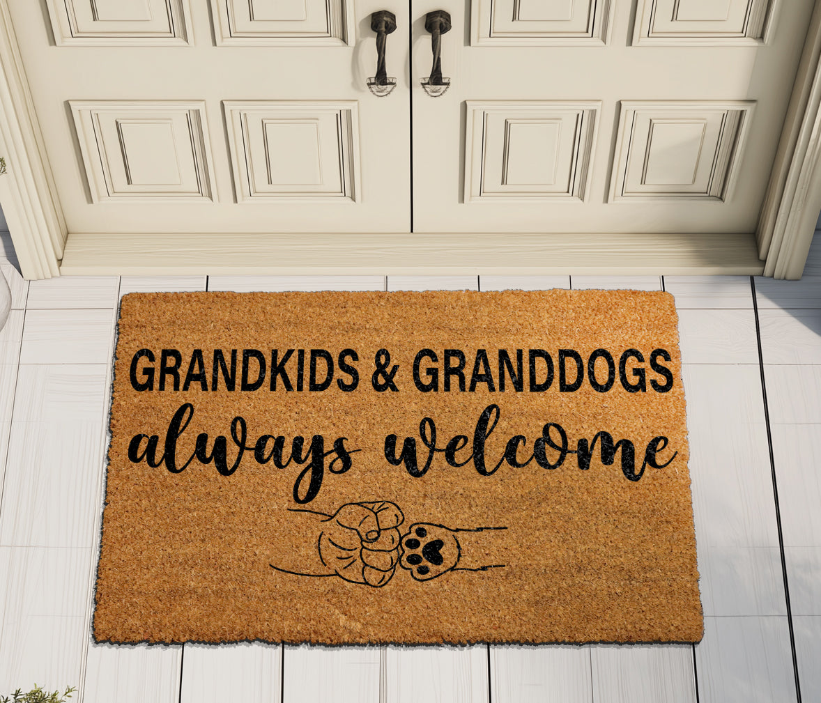 Grandkids & Granddogs Welcome Mat, Perfect Gift for Dog-Loving Grandparents