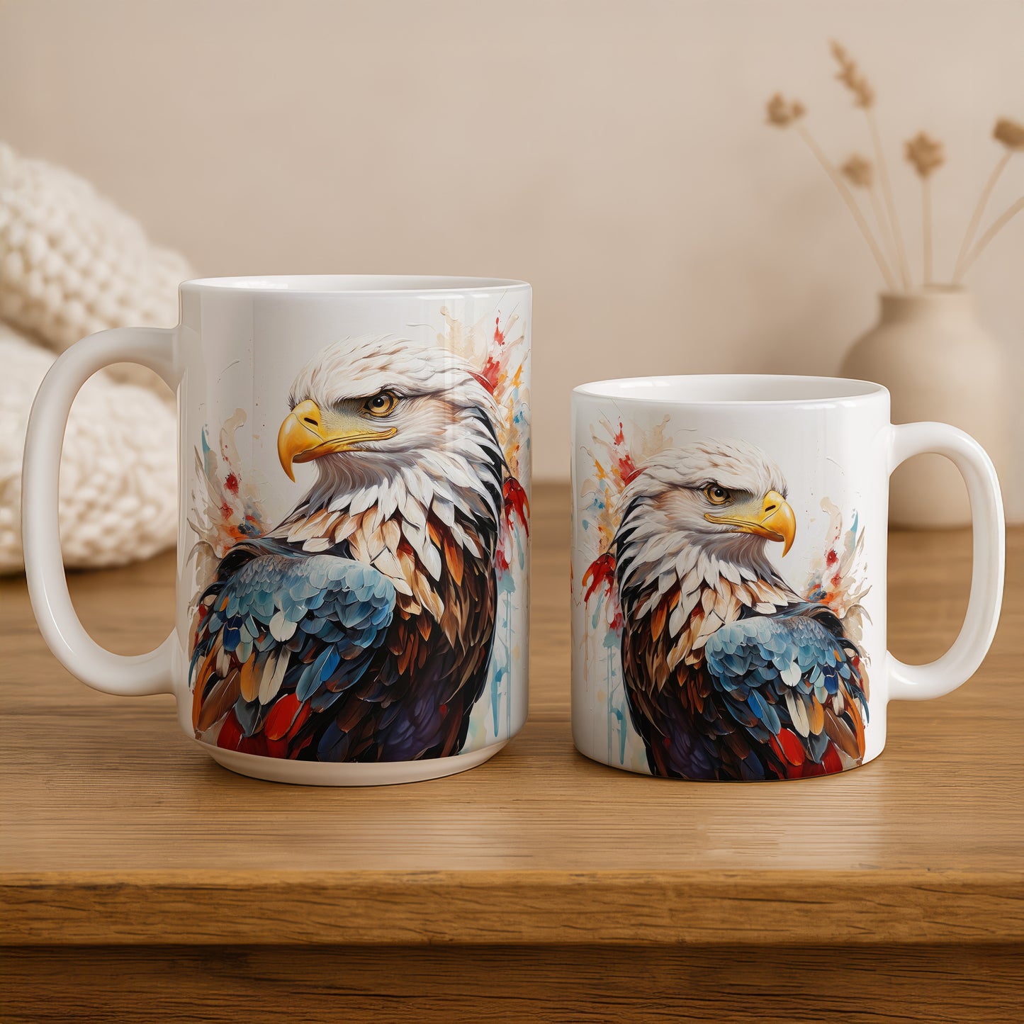 Colorful Bald Eagle Ceramic Mug, Patriotic Fourth Of July Gift