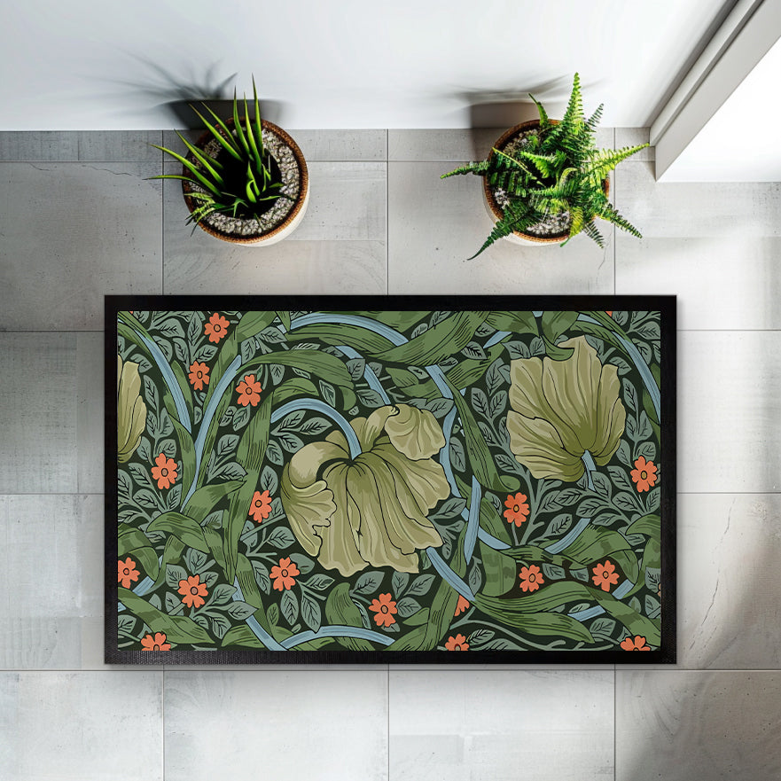 Floral Arts Welcome Mat, Botanical Vintage English Garden Doormat