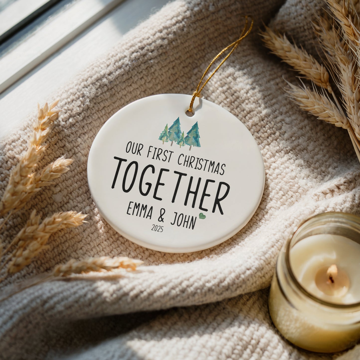 Personalized Couple Keepsake Ornament, Cute Christmas Tree Decoration